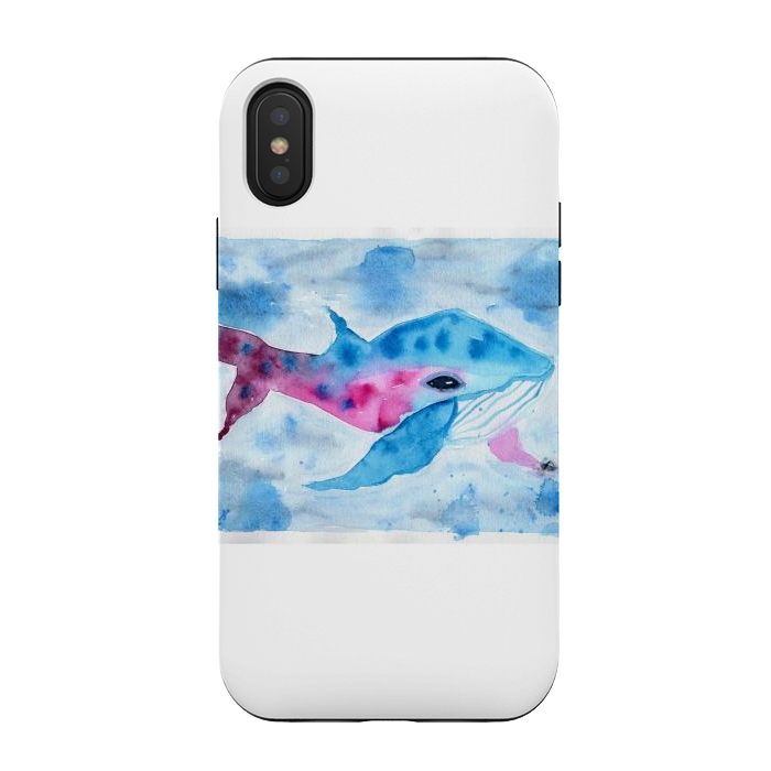 iPhone Xs / X StrongFit Baby whale watercolor by ArtKingdom7