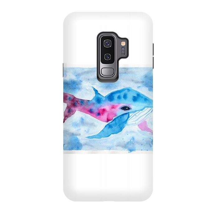 Galaxy S9 plus StrongFit Baby whale watercolor by ArtKingdom7