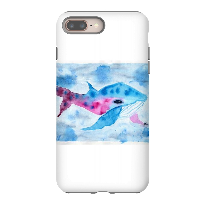 iPhone 8 plus StrongFit Baby whale watercolor by ArtKingdom7