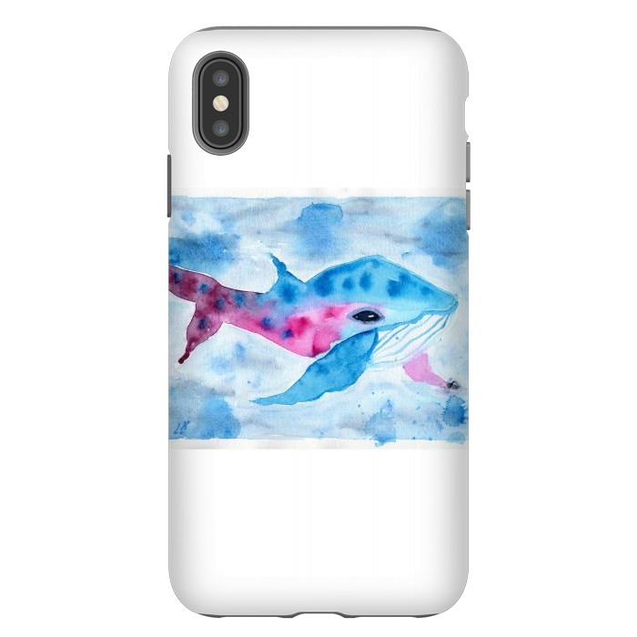 iPhone Xs Max StrongFit Baby whale watercolor by ArtKingdom7