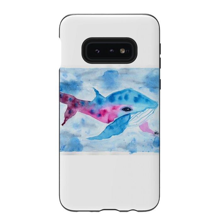 Galaxy S10e StrongFit Baby whale watercolor by ArtKingdom7