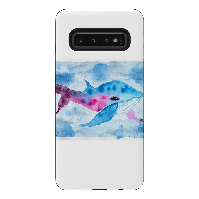 Galaxy S10 StrongFit Baby whale watercolor by ArtKingdom7