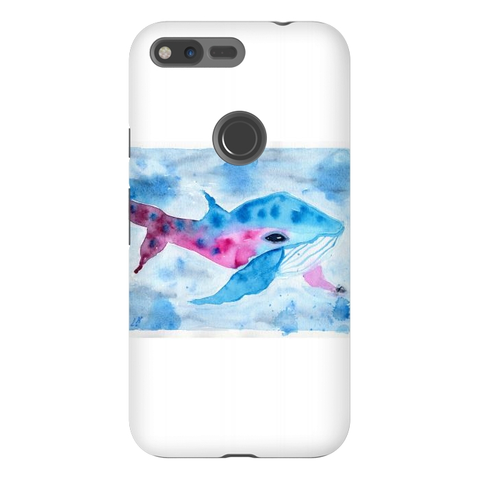 Pixel XL StrongFit Baby whale watercolor by ArtKingdom7