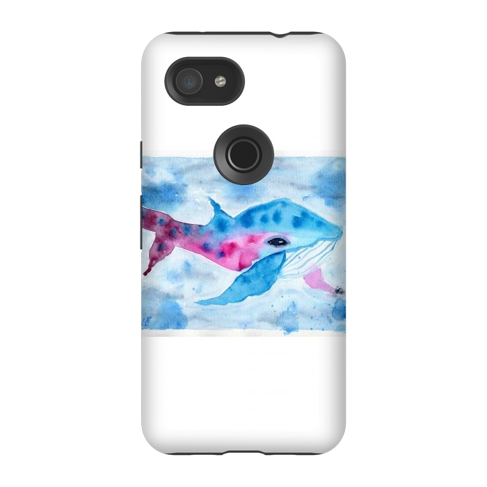 Pixel 3A StrongFit Baby whale watercolor by ArtKingdom7