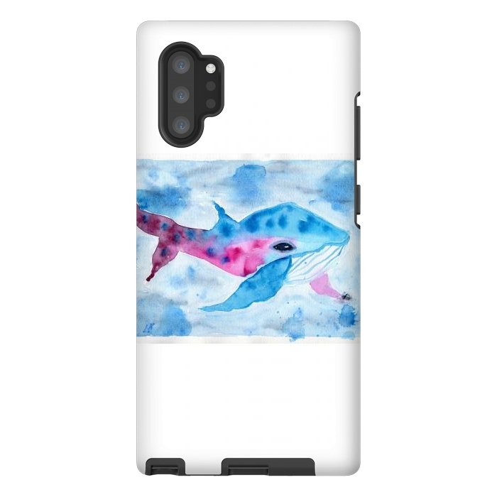 Galaxy Note 10 plus StrongFit Baby whale watercolor by ArtKingdom7
