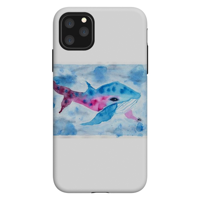 iPhone 11 Pro Max StrongFit Baby whale watercolor by ArtKingdom7