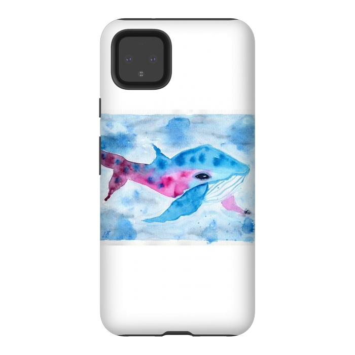 Pixel 4XL StrongFit Baby whale watercolor by ArtKingdom7