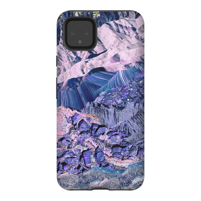 Pixel 4XL StrongFit Blue Violet Geode mountain landscape by Oana 