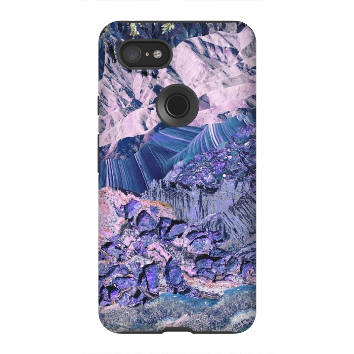 Pixel 3XL StrongFit Blue Violet Geode mountain landscape by Oana 