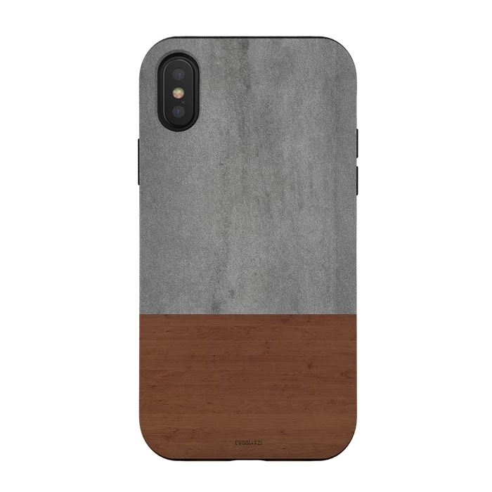 iPhone Xs / X StrongFit Concrete-Touch of a Wood by ''CVogiatzi.