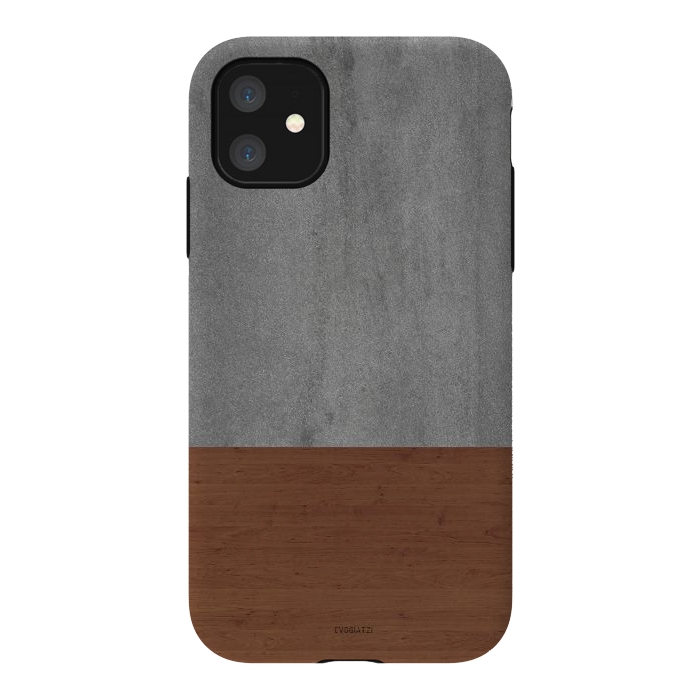 iPhone 11 StrongFit Concrete-Touch of a Wood by ''CVogiatzi.
