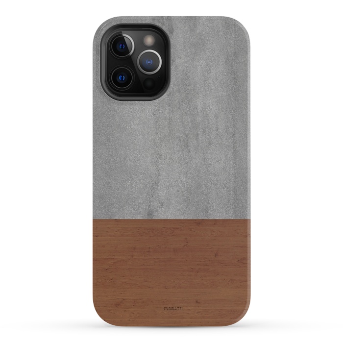iPhone 12 Pro StrongFit Concrete-Touch of a Wood by ''CVogiatzi.
