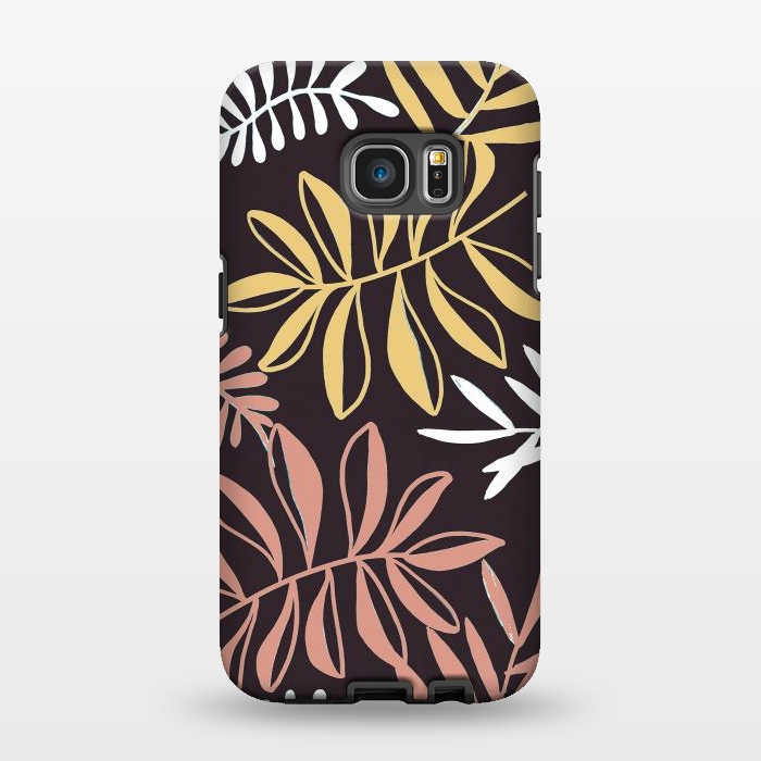 Galaxy S7 EDGE StrongFit Neutral modern tropical leaves by Oana 