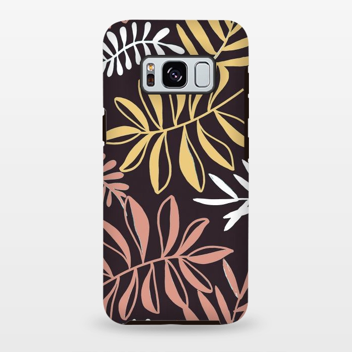 Galaxy S8 plus StrongFit Neutral modern tropical leaves by Oana 
