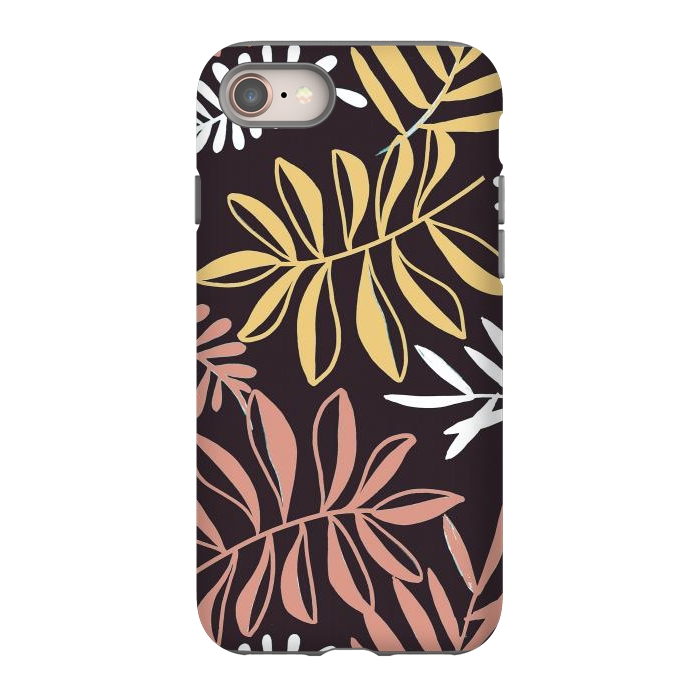 iPhone 8 StrongFit Neutral modern tropical leaves by Oana 