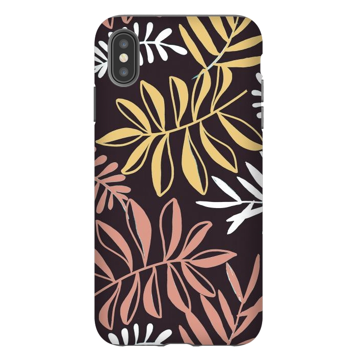 iPhone Xs Max StrongFit Neutral modern tropical leaves by Oana 