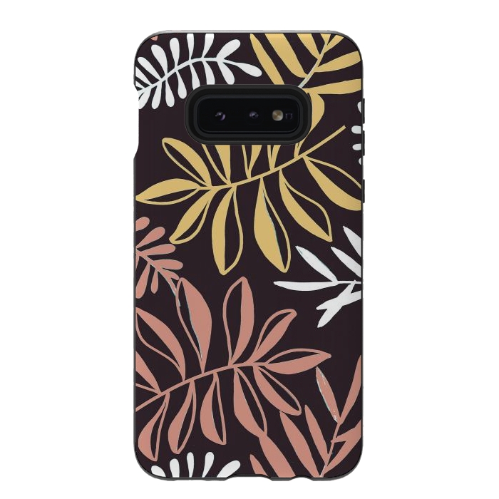 Galaxy S10e StrongFit Neutral modern tropical leaves by Oana 