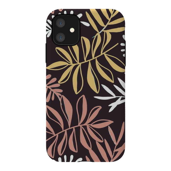 iPhone 11 StrongFit Neutral modern tropical leaves by Oana 