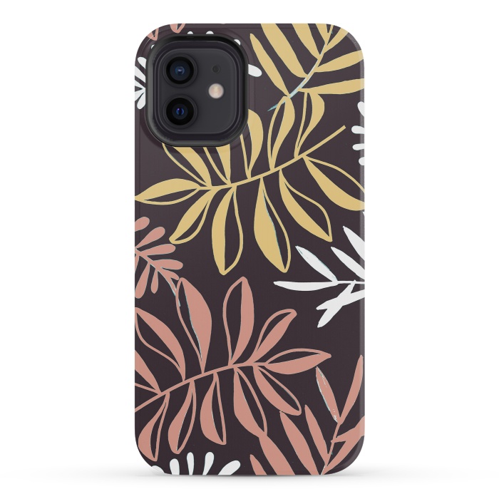 iPhone 12 mini StrongFit Neutral modern tropical leaves by Oana 
