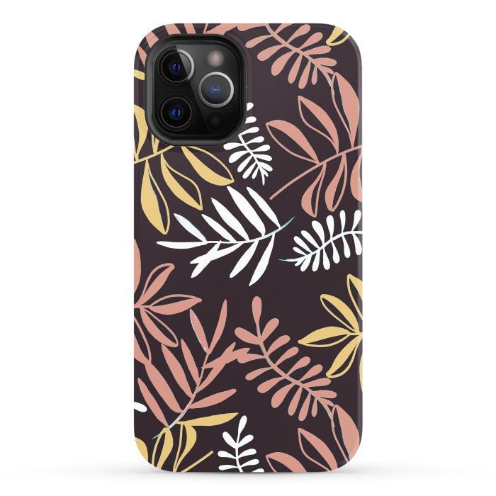 iPhone 12 Pro Max StrongFit Neutral modern tropical leaves by Oana 