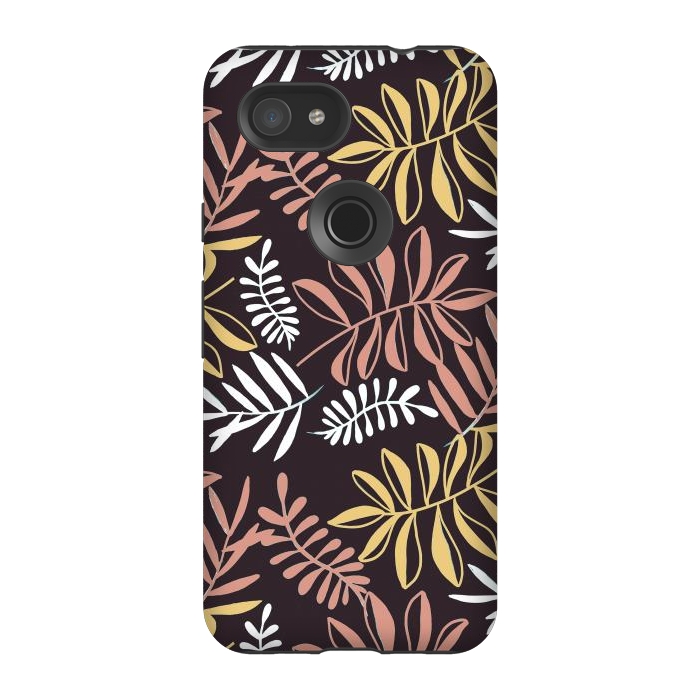 Pixel 3A StrongFit Neutral modern tropical leaves by Oana 