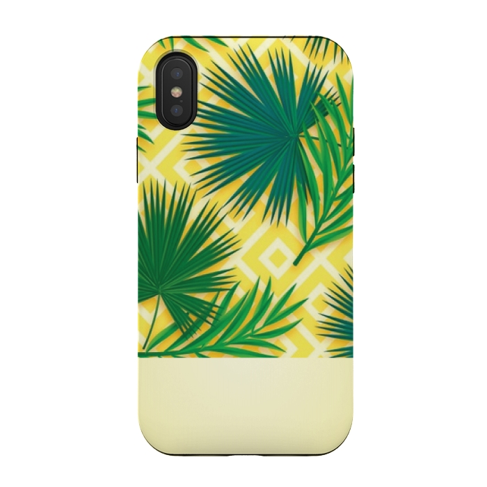iPhone Xs / X StrongFit GREEN YELLOW TROPICAL LOVE by MALLIKA