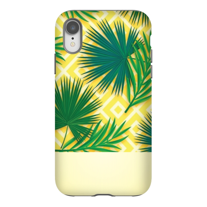 iPhone Xr StrongFit GREEN YELLOW TROPICAL LOVE by MALLIKA