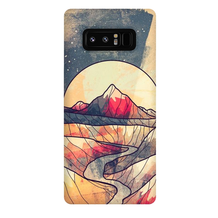 Galaxy Note 8 StrongFit Retro river mountains by Steve Wade (Swade)