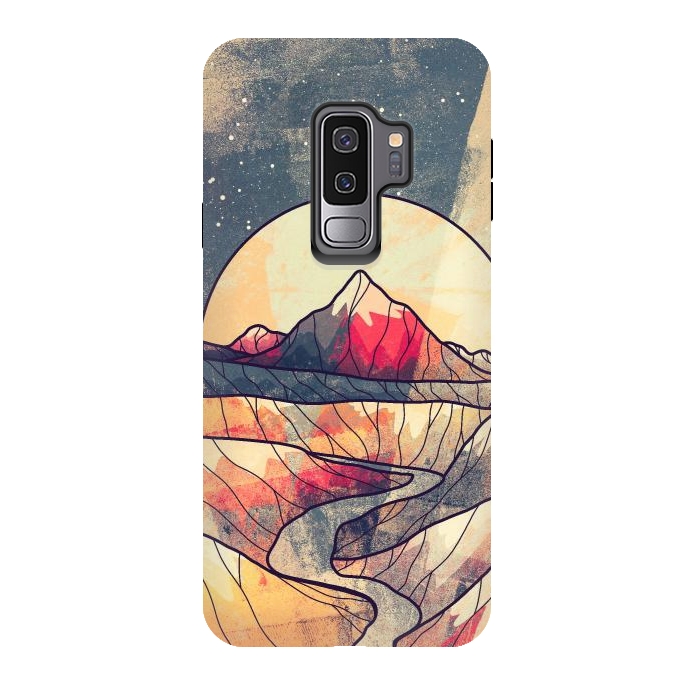 Galaxy S9 plus StrongFit Retro river mountains by Steve Wade (Swade)