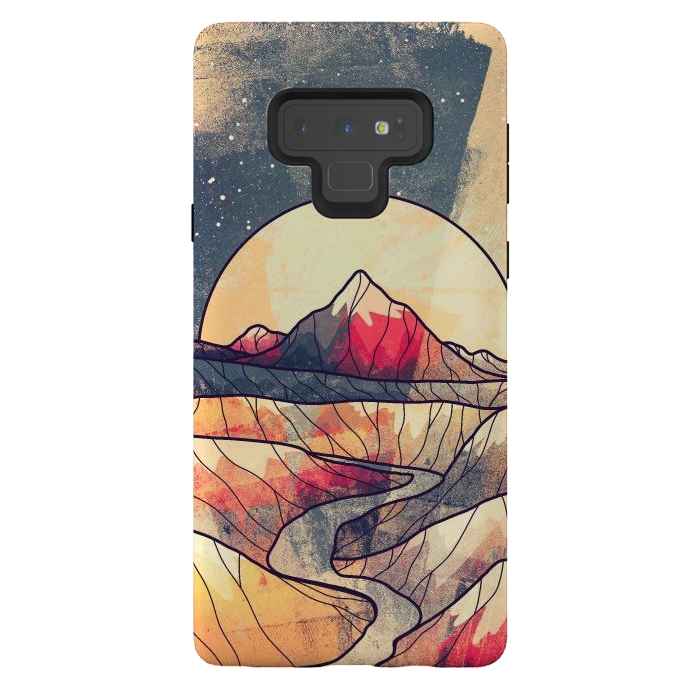 Galaxy Note 9 StrongFit Retro river mountains by Steve Wade (Swade)