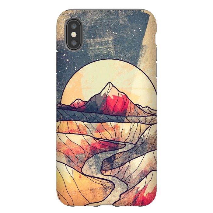 iPhone Xs Max StrongFit Retro river mountains by Steve Wade (Swade)
