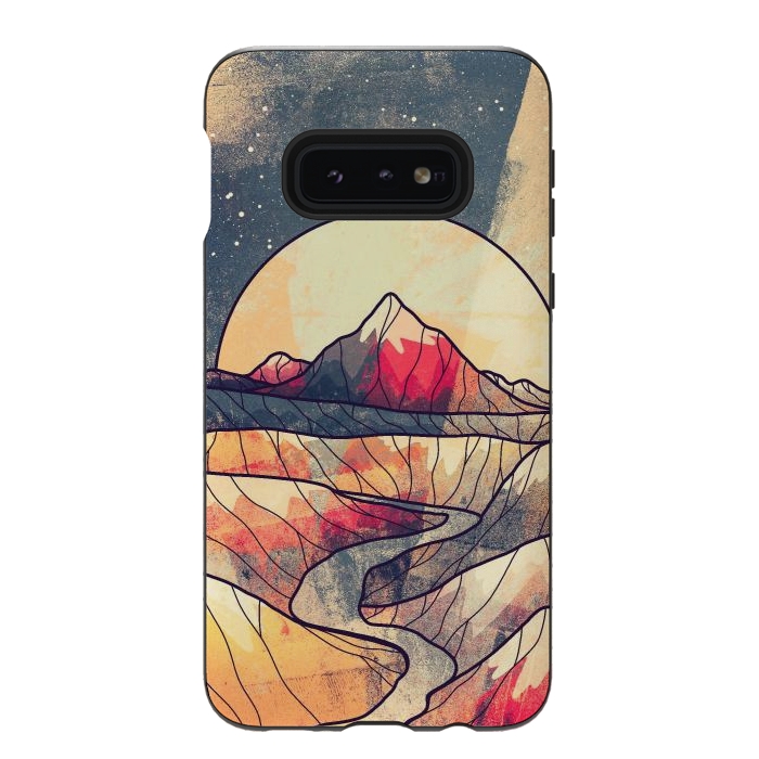 Galaxy S10e StrongFit Retro river mountains by Steve Wade (Swade)