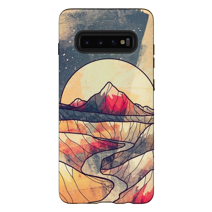 Galaxy S10 plus StrongFit Retro river mountains by Steve Wade (Swade)