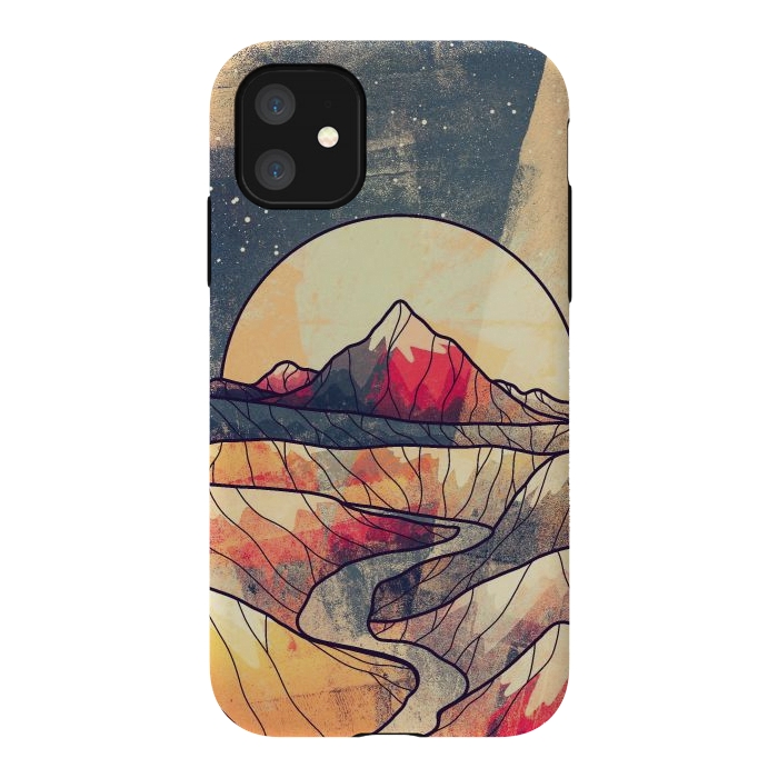 iPhone 11 StrongFit Retro river mountains by Steve Wade (Swade)