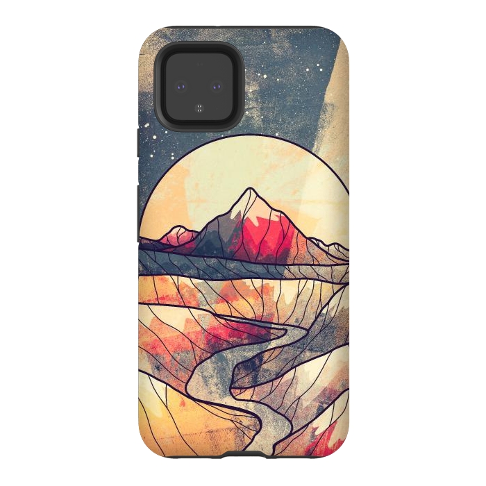 Pixel 4 StrongFit Retro river mountains by Steve Wade (Swade)