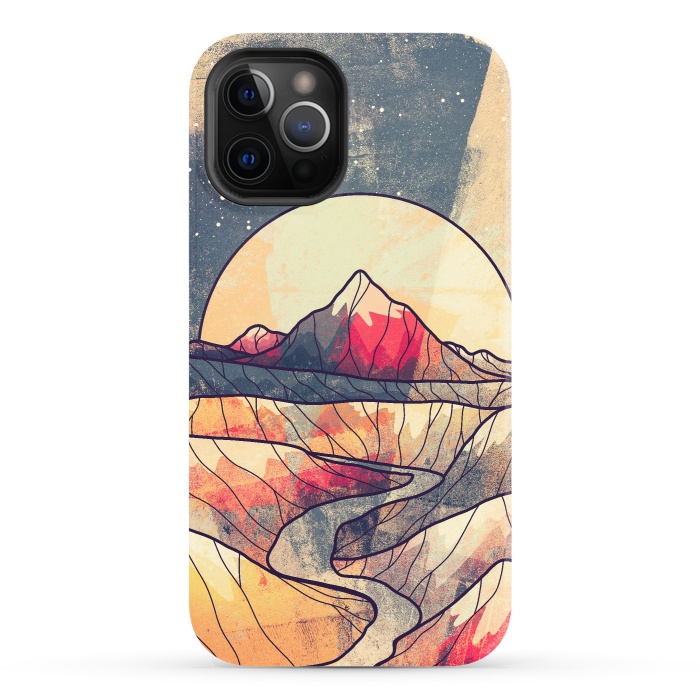 iPhone 12 Pro StrongFit Retro river mountains by Steve Wade (Swade)