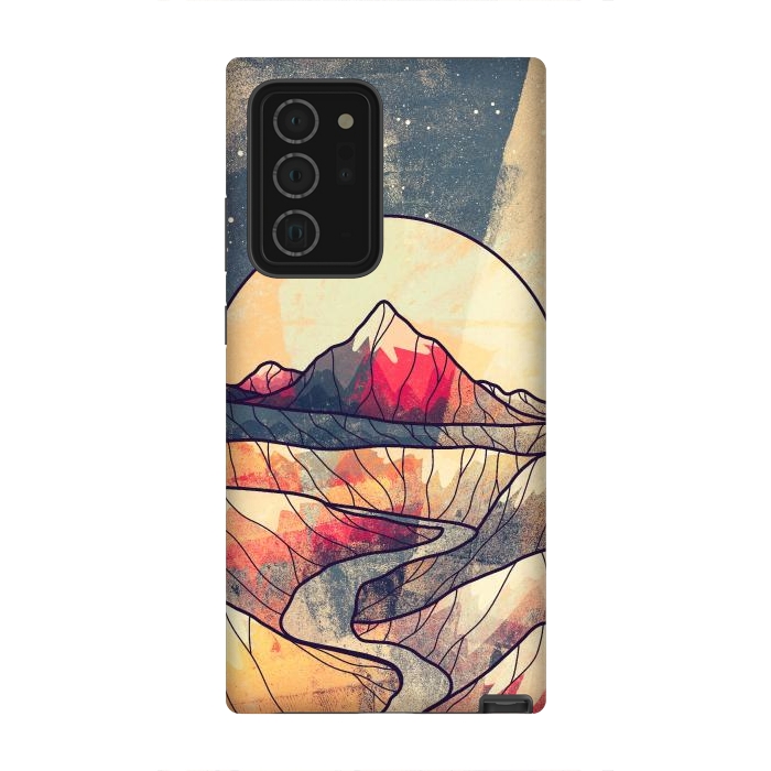Galaxy Note 20 Ultra StrongFit Retro river mountains by Steve Wade (Swade)