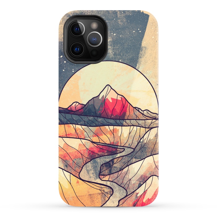 iPhone 12 Pro Max StrongFit Retro river mountains by Steve Wade (Swade)