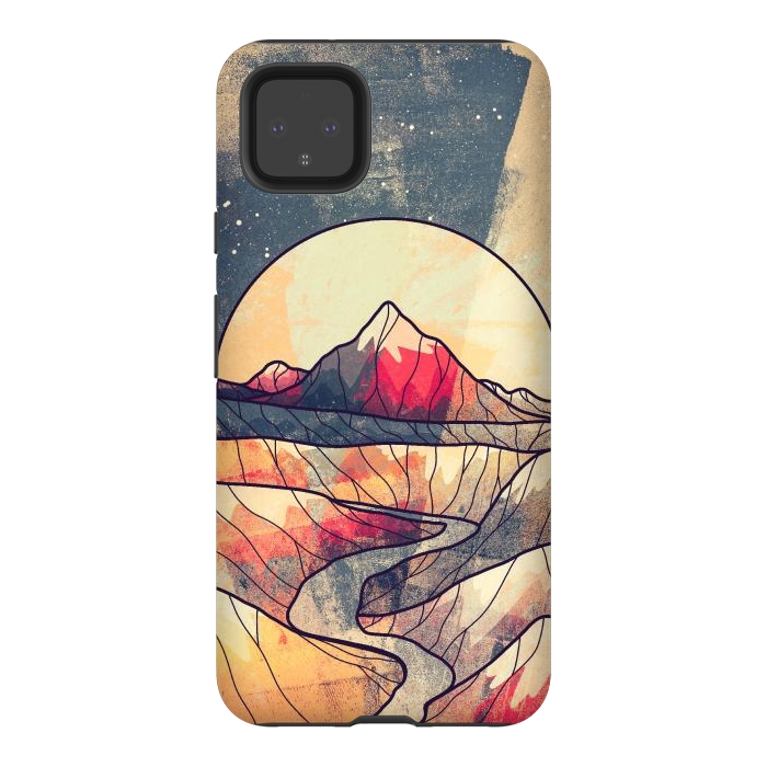 Pixel 4XL StrongFit Retro river mountains by Steve Wade (Swade)