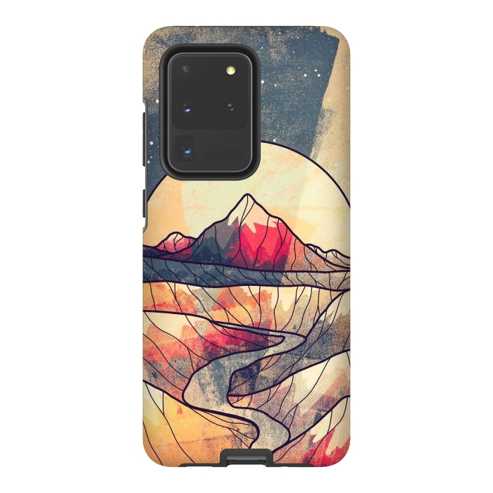 Galaxy S20 Ultra StrongFit Retro river mountains by Steve Wade (Swade)