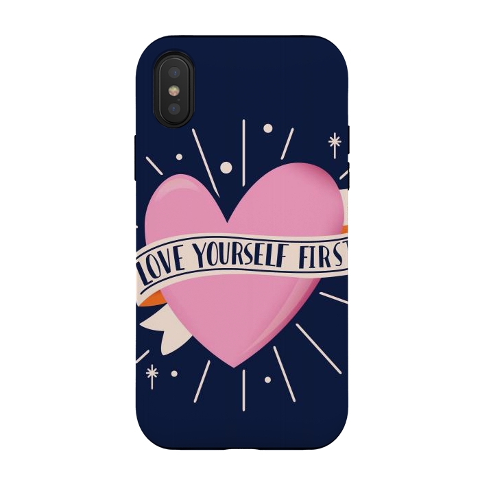 iPhone Xs / X StrongFit Love Yourself First, Happy Valentine's Day 2 by Jelena Obradovic