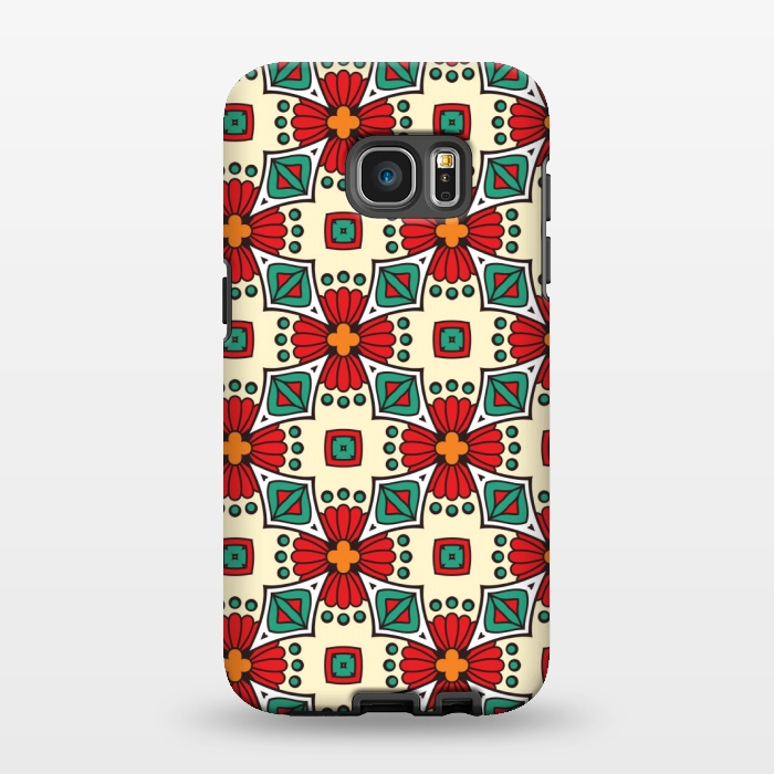 Galaxy S7 EDGE StrongFit red floral print by MALLIKA