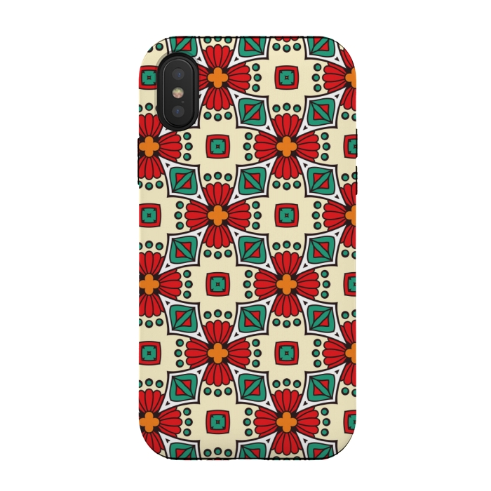 iPhone Xs / X StrongFit red floral print by MALLIKA