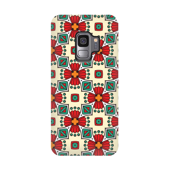 Galaxy S9 StrongFit red floral print by MALLIKA