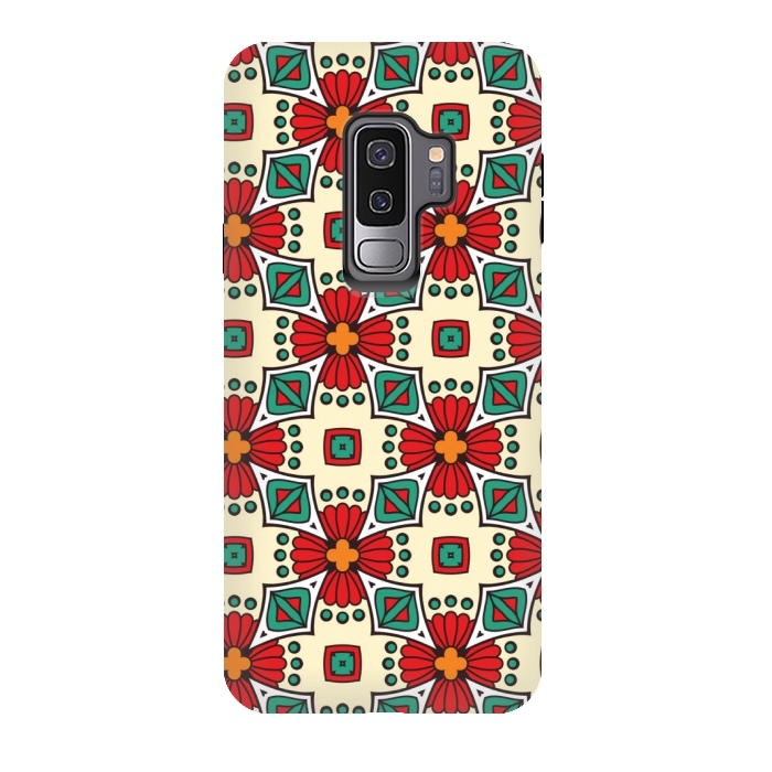 Galaxy S9 plus StrongFit red floral print by MALLIKA