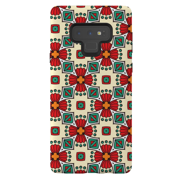 Galaxy Note 9 StrongFit red floral print by MALLIKA