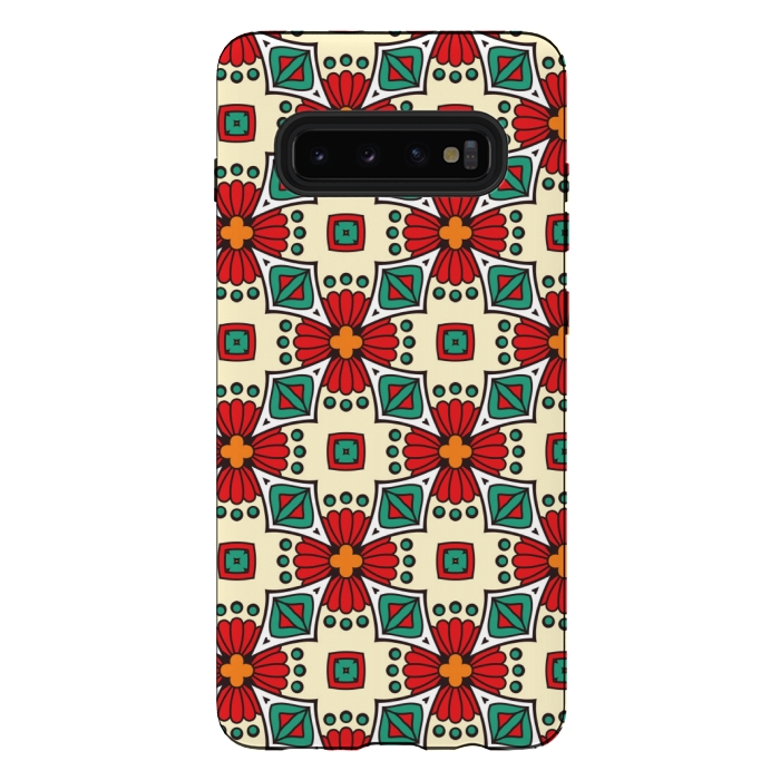 Galaxy S10 plus StrongFit red floral print by MALLIKA