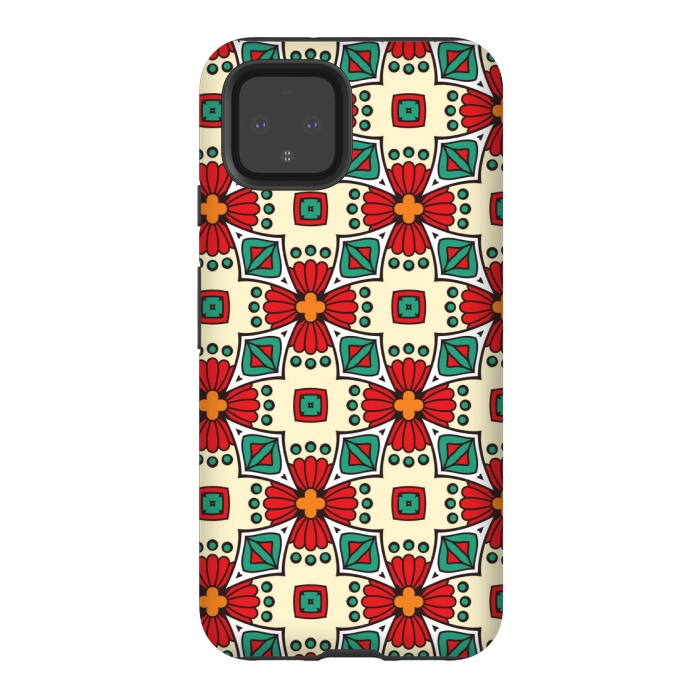 Pixel 4 StrongFit red floral print by MALLIKA