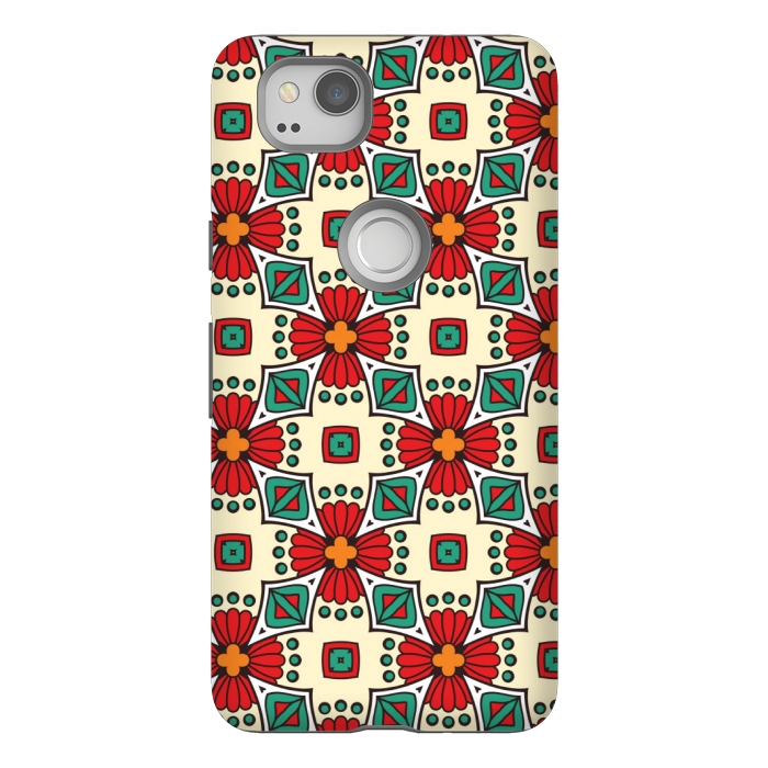 Pixel 2 StrongFit red floral print by MALLIKA