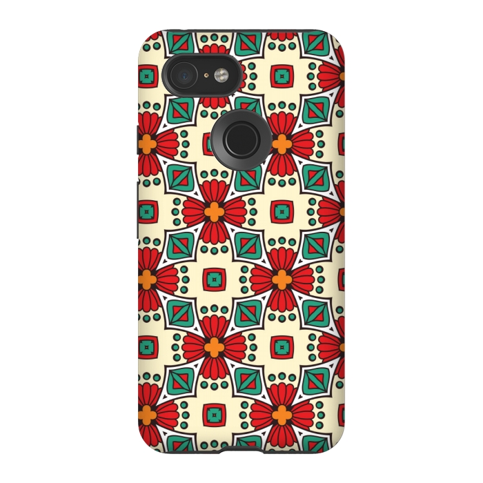 Pixel 3 StrongFit red floral print by MALLIKA
